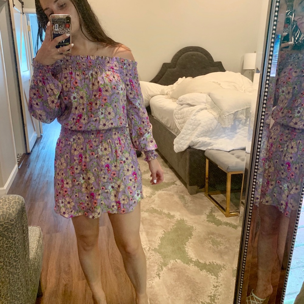 Lilac floral off the shoulder dress 🌸